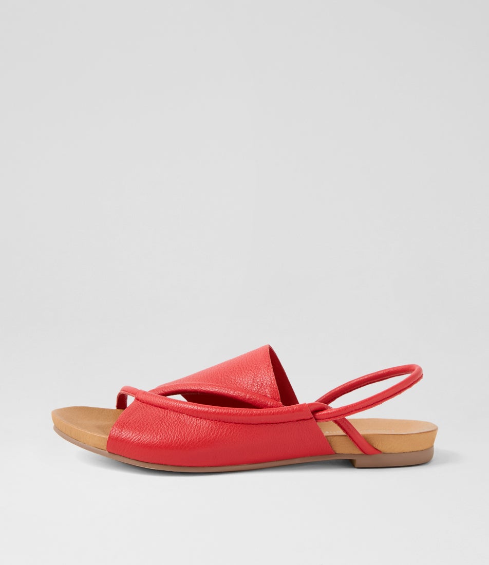 Justa Red Leather Sandals