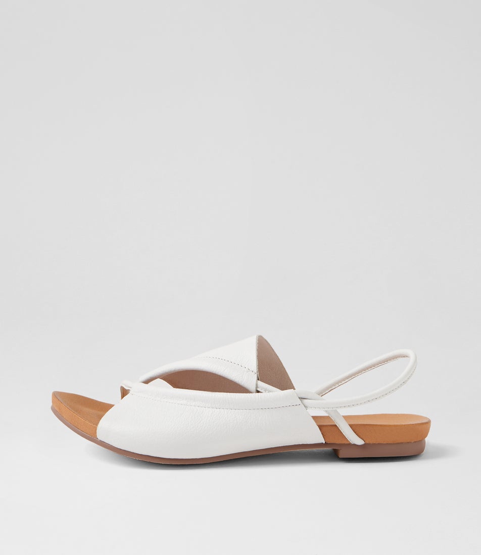 Justa White Leather Sandals