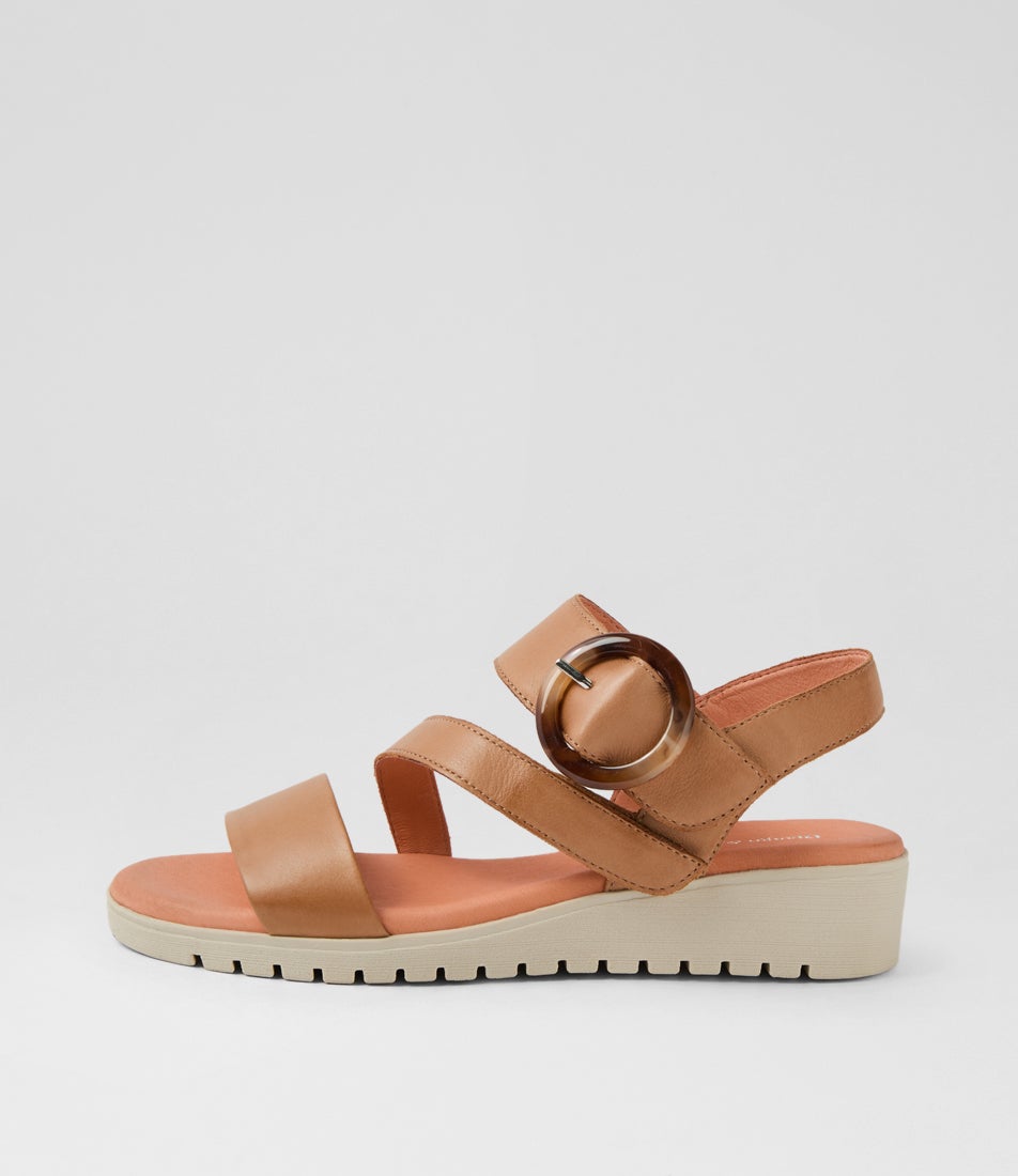 Marve Dark Tan Almond Leather Sandals