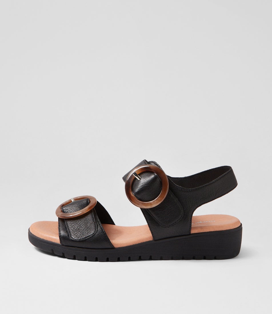 Meldrick Black Leather Sandals