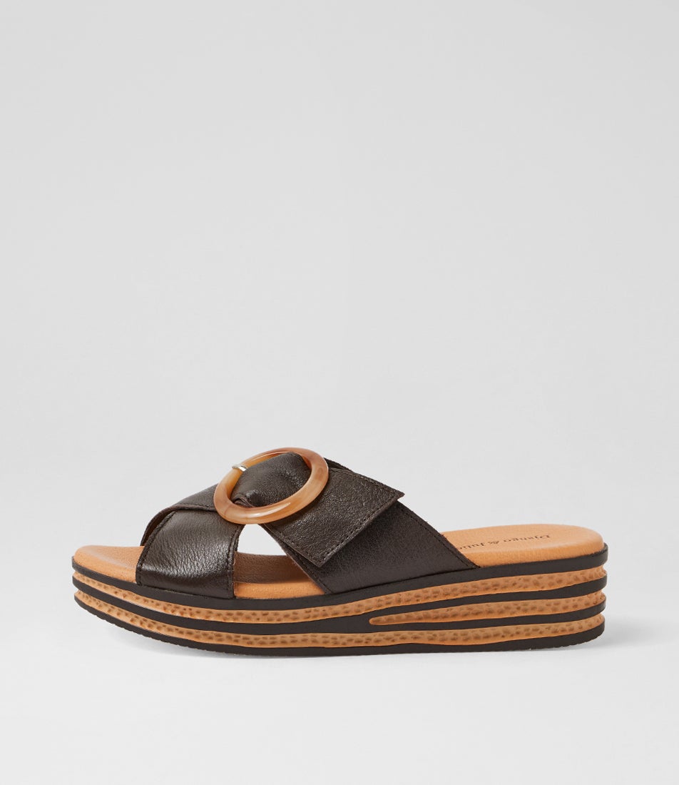 Coveta Choc Leather Slides