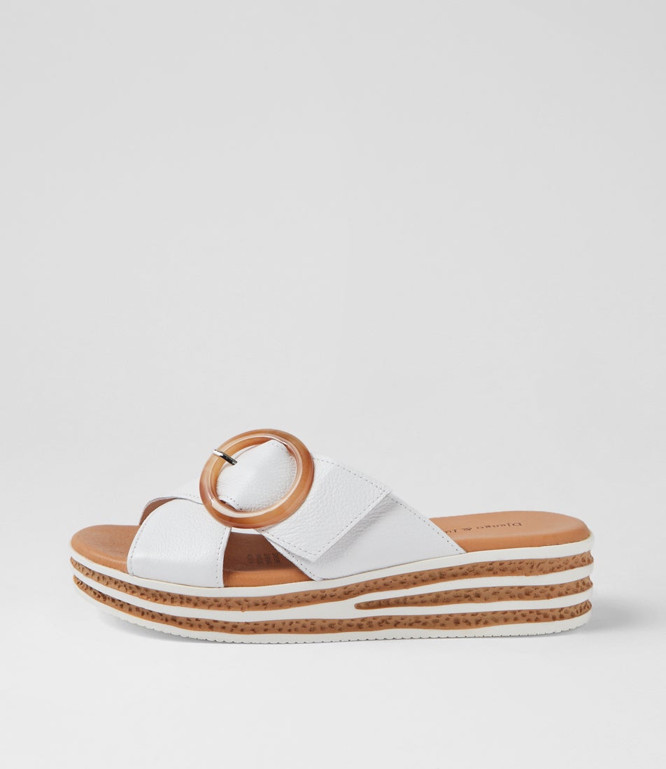 Coveta White Leather Slides