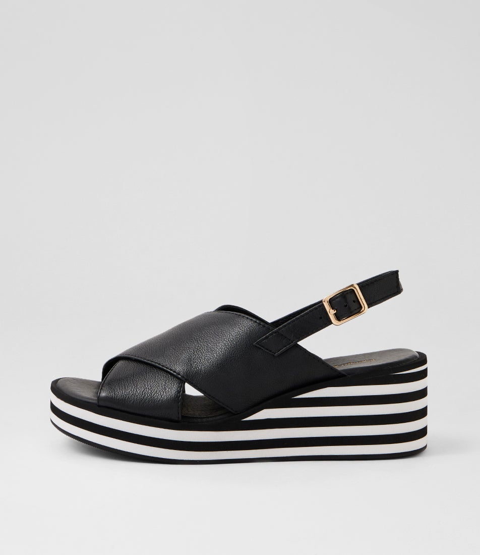 Farise Black Leather Sandals