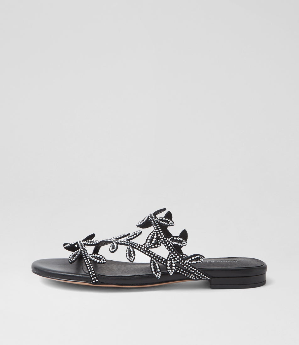 Kayaas Black Leather Slides