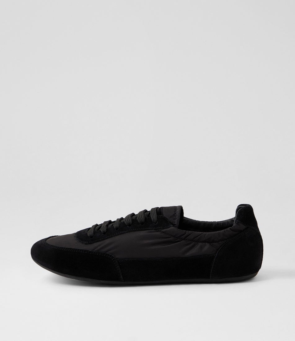 Brinkle Black Suede Fabric Flat Shoes