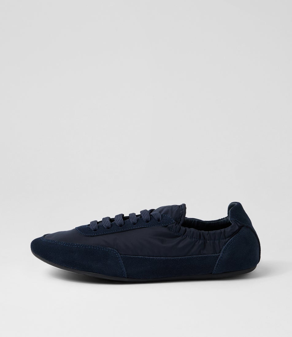 Brinkle Navy Suede Fabric Flat Shoes