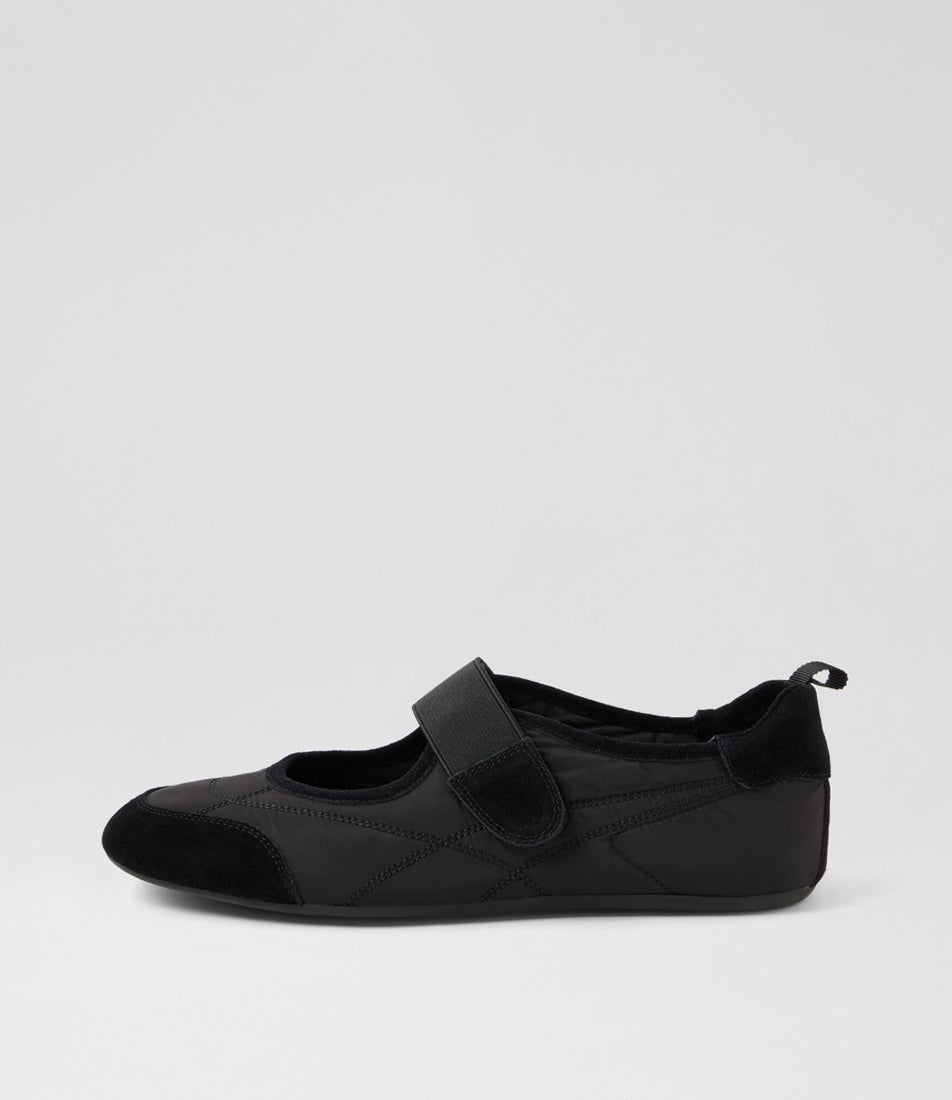 Britas Black Suede Fabric Flat Shoes