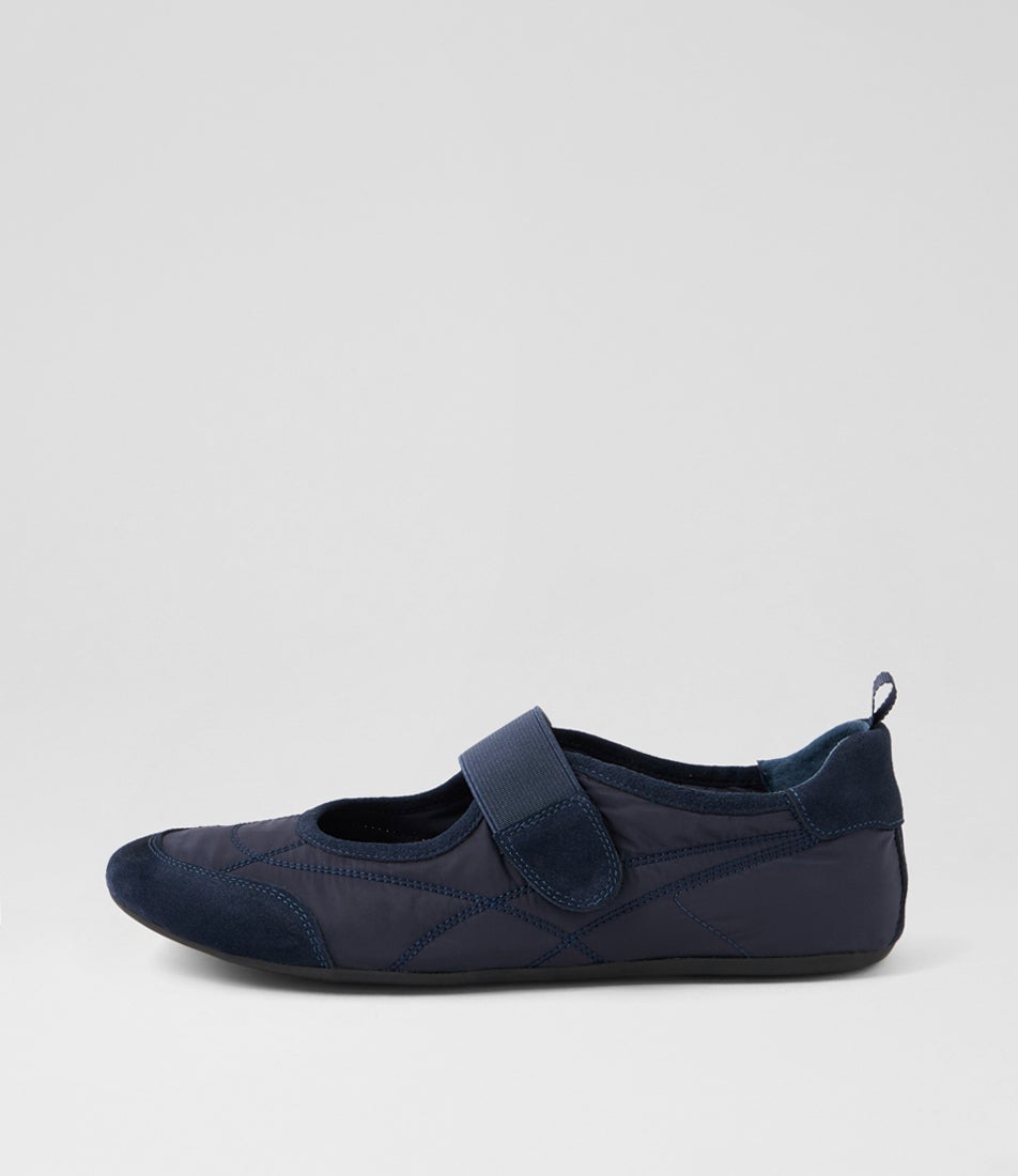 Britas Navy Suede Fabric Flat Shoes
