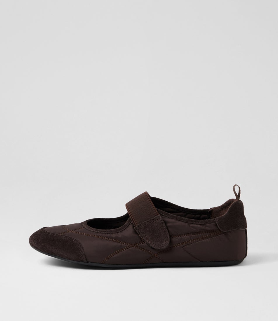 Britas Choc Suede Fabric Flat Shoes