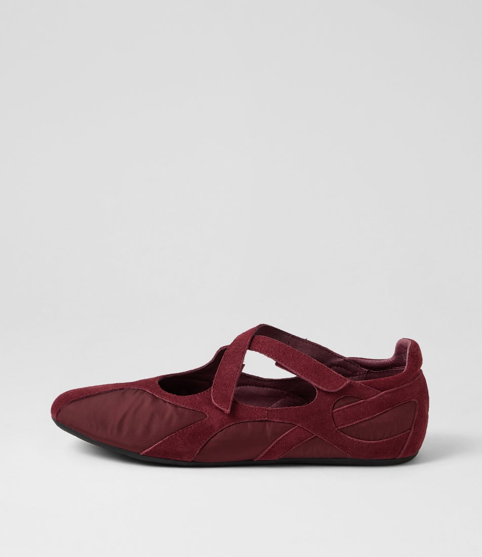Blev Burgundy Suede Fabric Flat Shoes Blev Burgundy Suede Fabric Flat Shoes