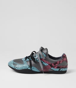 Zoya Blue Snake Fabric Lace Up Flats Zoya Blue Snake Fabric Lace Up Flats