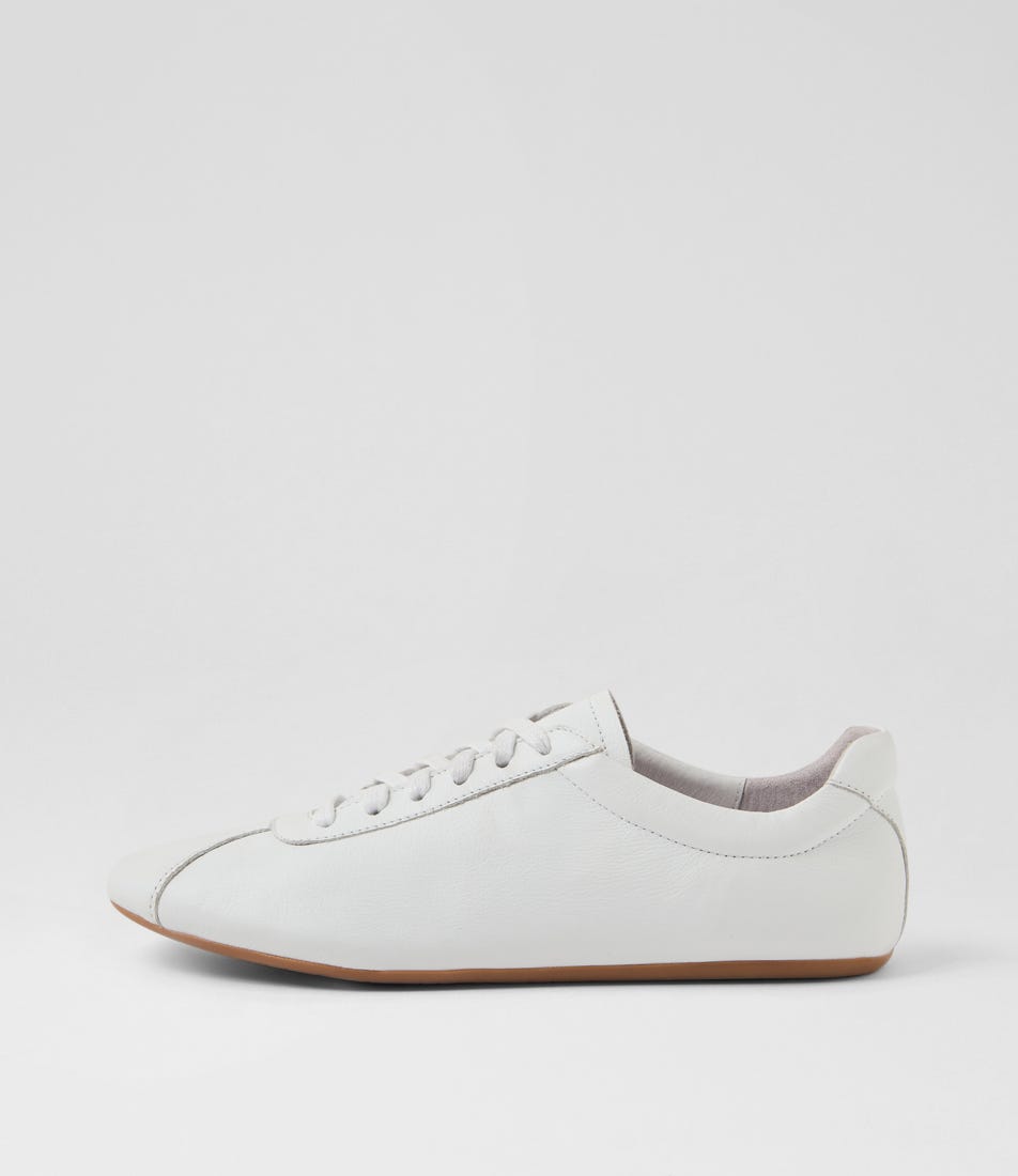 Bookier White Leather Lace Up Flats