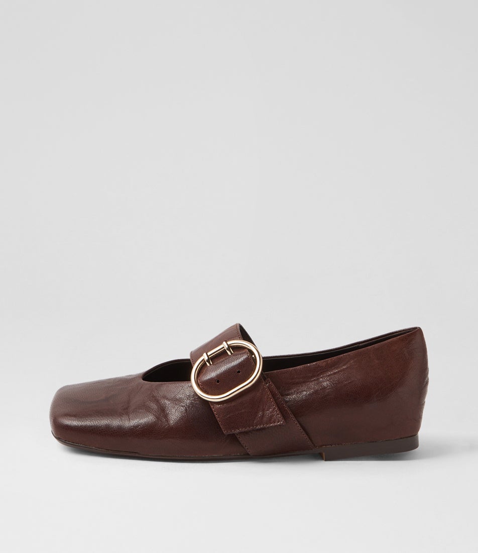 Ankitah Choc Polish Leather Flat Shoes