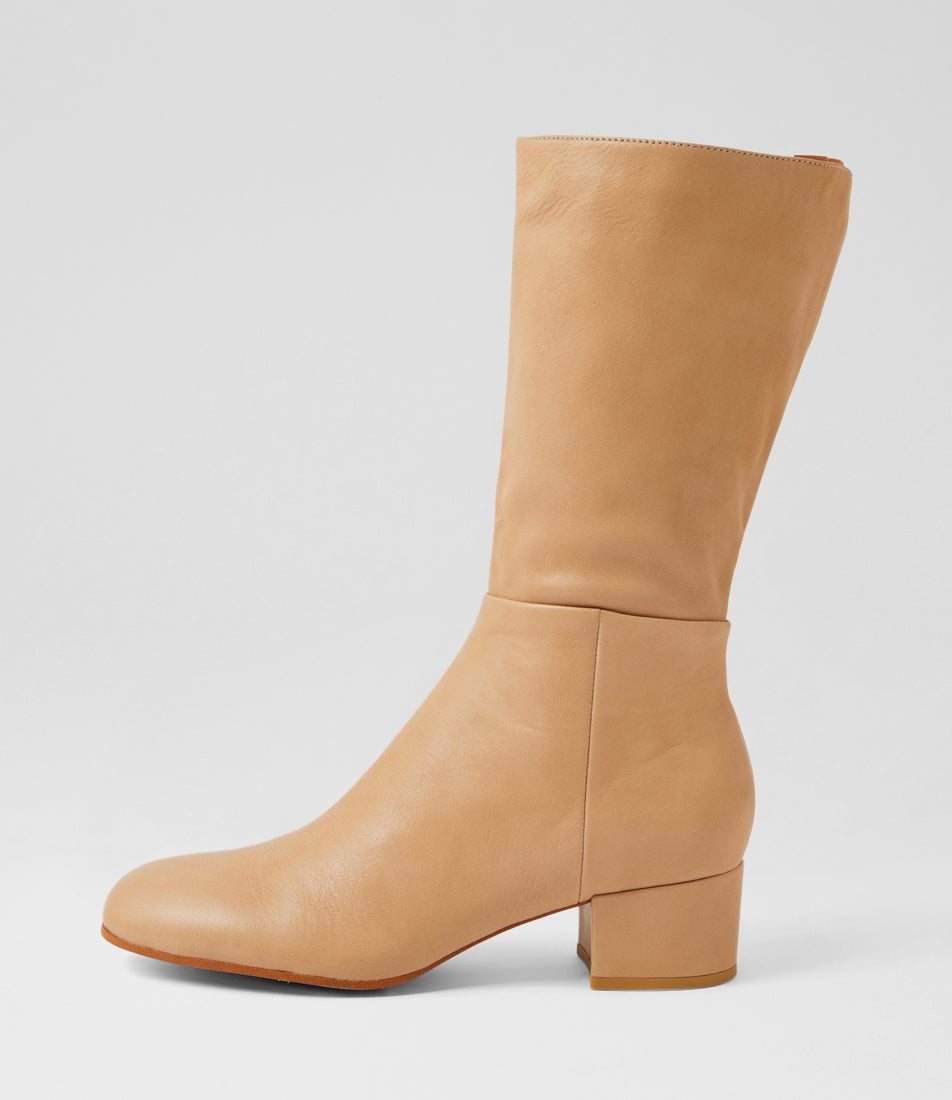 Bijous Camel Leather Calf Boots Bijous Camel Leather Calf Boots