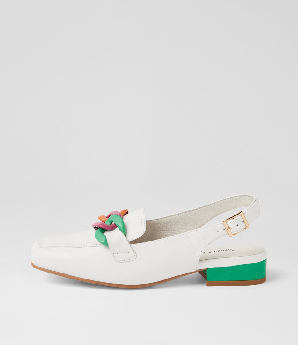 Boma White Bright Multi Leather Heels Boma White Bright Multi Leather Heels