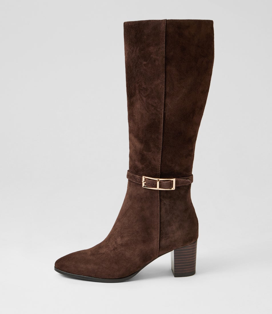 Briellas Choc Suede Knee High Boots