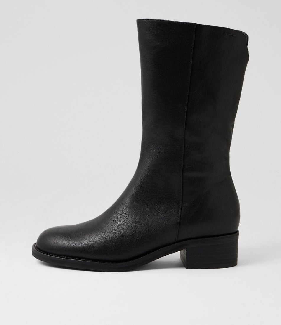 Caval Black Leather Calf Boots