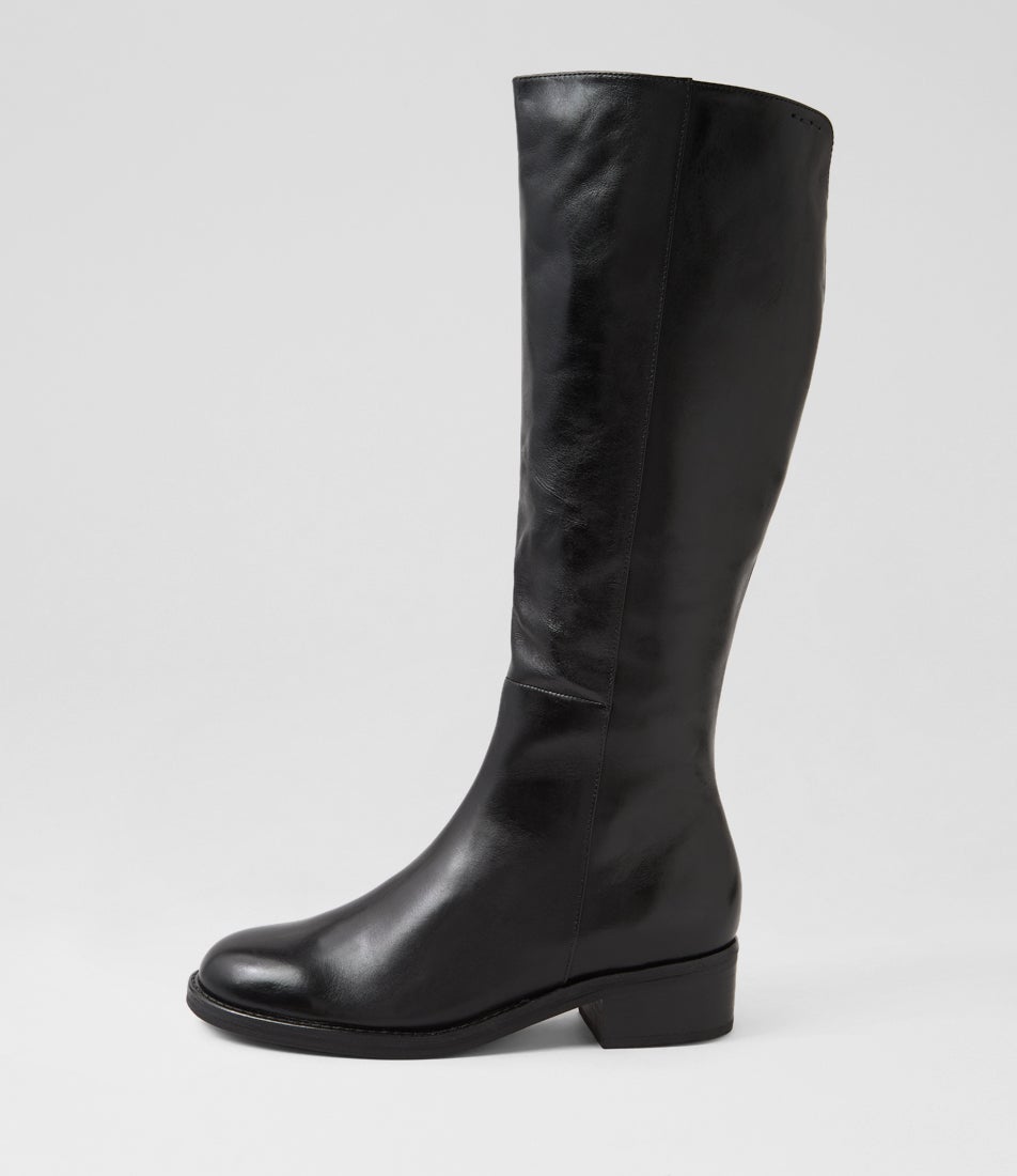 Crosbie Black Leather Knee High Boots Crosbie Black Leather Knee High Boots