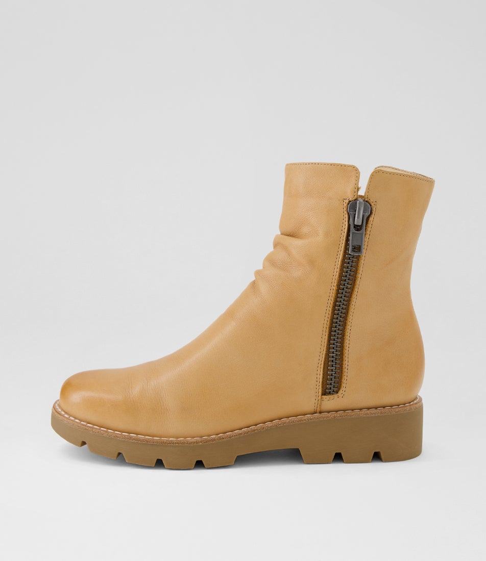 Dixeya Dark Tan Light Choc Leather Ankle Boots Dixeya Dark Tan Light Choc Leather Ankle Boots