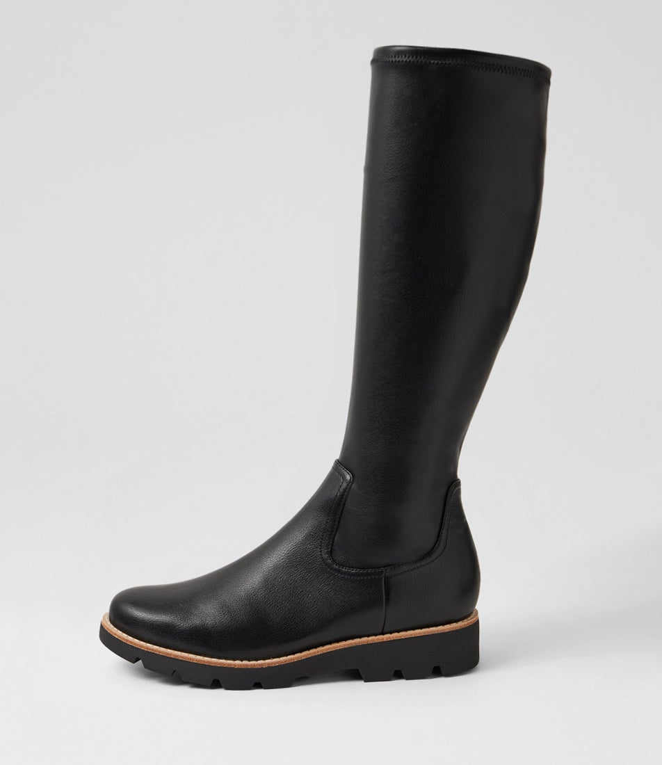 Dellah Black Stretch Knee High Boots