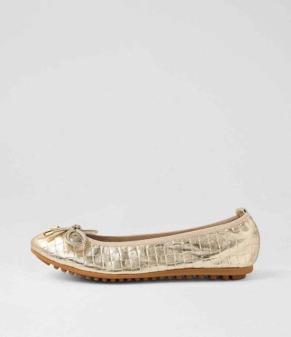 Bootsy Pale Gold Leather Ballet Flats