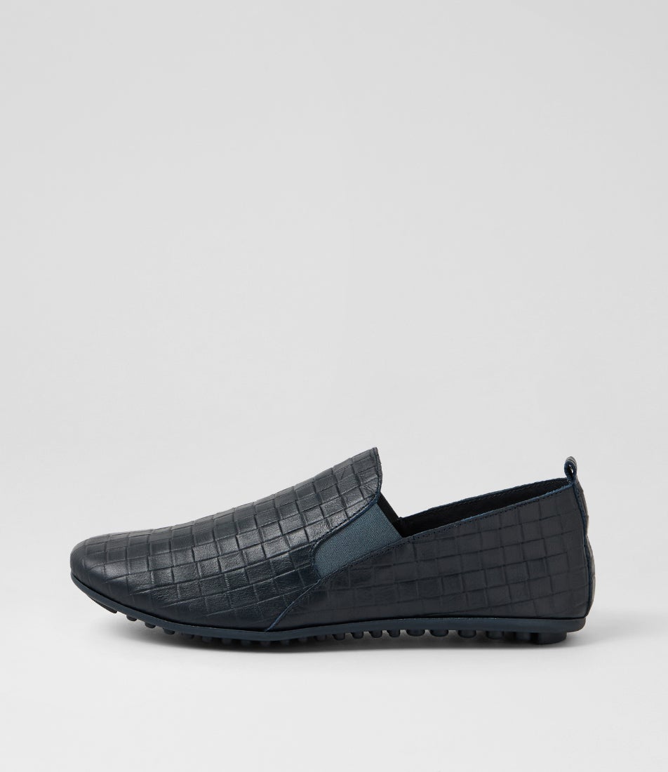 Bescaras Navy Leather Loafers