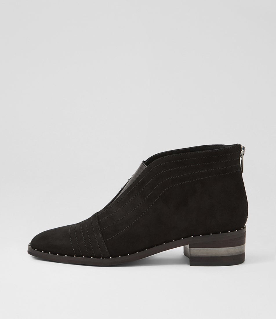 Faradays Black Metallic Suede Elastic Ankle Boots Faradays Black Metallic Suede Elastic Ankle Boots