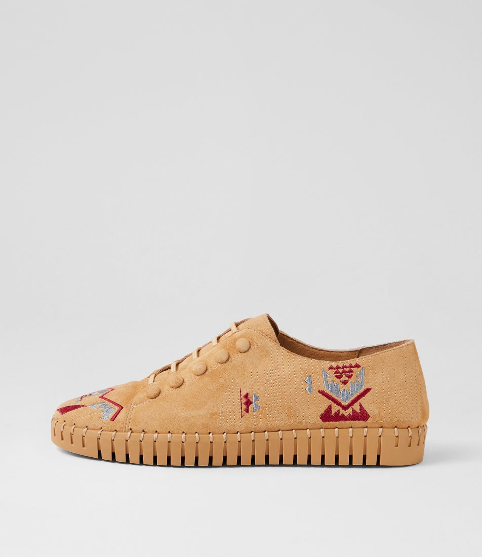 Hangela Camel Multi Suede Sneakers Hangela Camel Multi Suede Sneakers