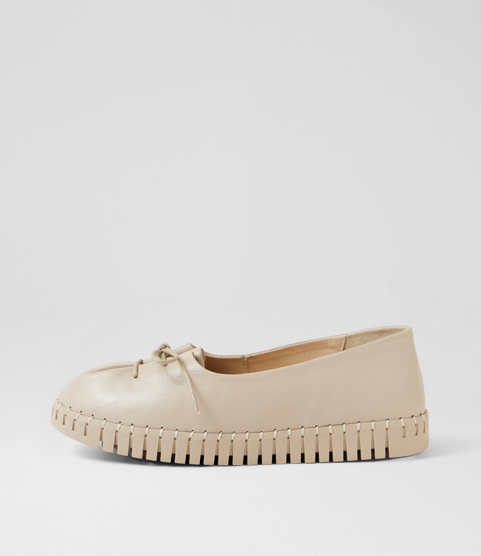 Hemel Almond Leather Ballet Flats