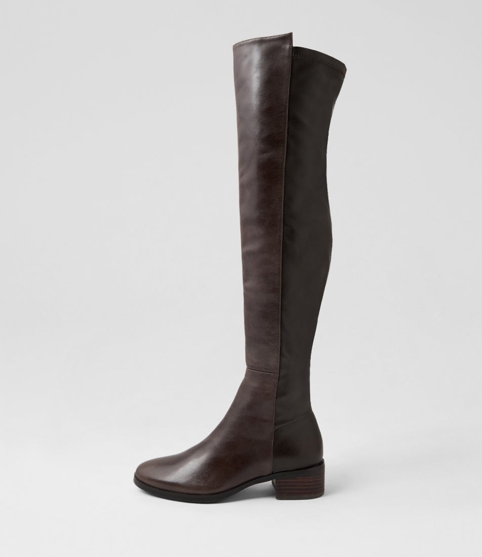 Thanes New Choc Leather Stretch Knee High Boots Thanes New Choc Leather Stretch Knee High Boots
