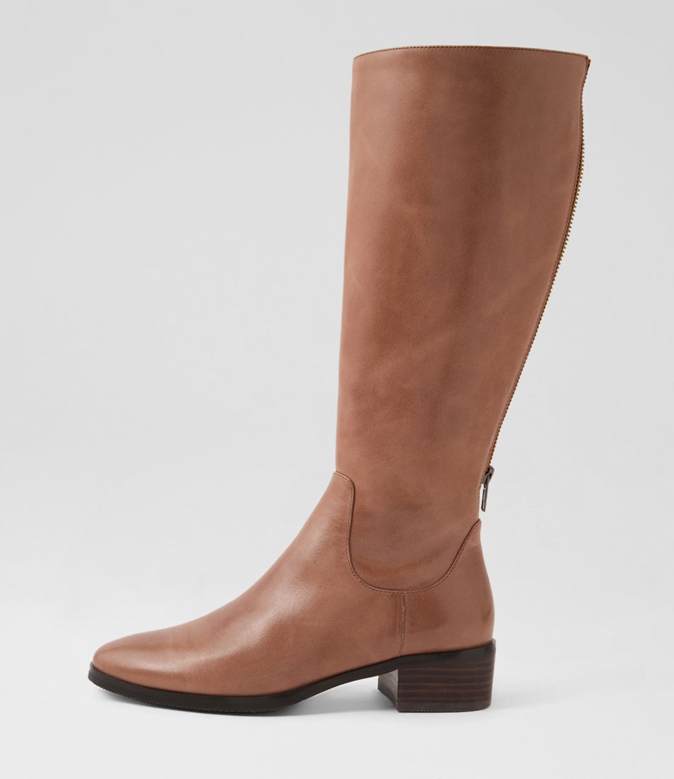 Tanks New Cognac Leather Suede Knee High Boots