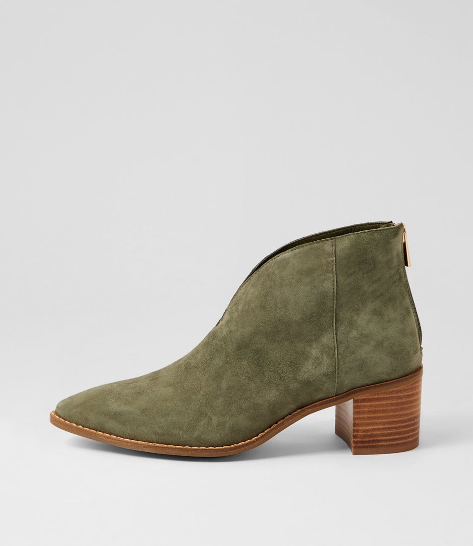 Fernada Khaki Suede Ankle Boots