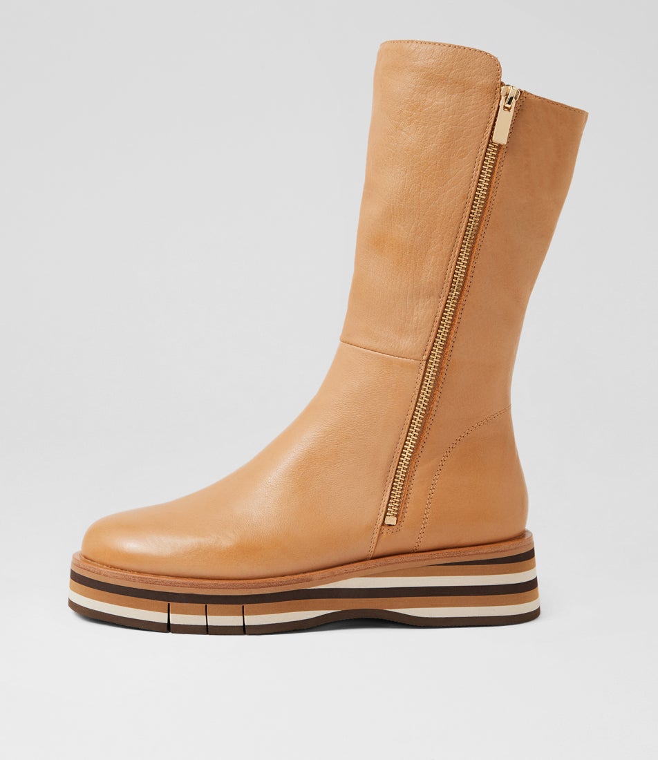 Golley Cognac Choc Tan Multi Leather Calf Boots