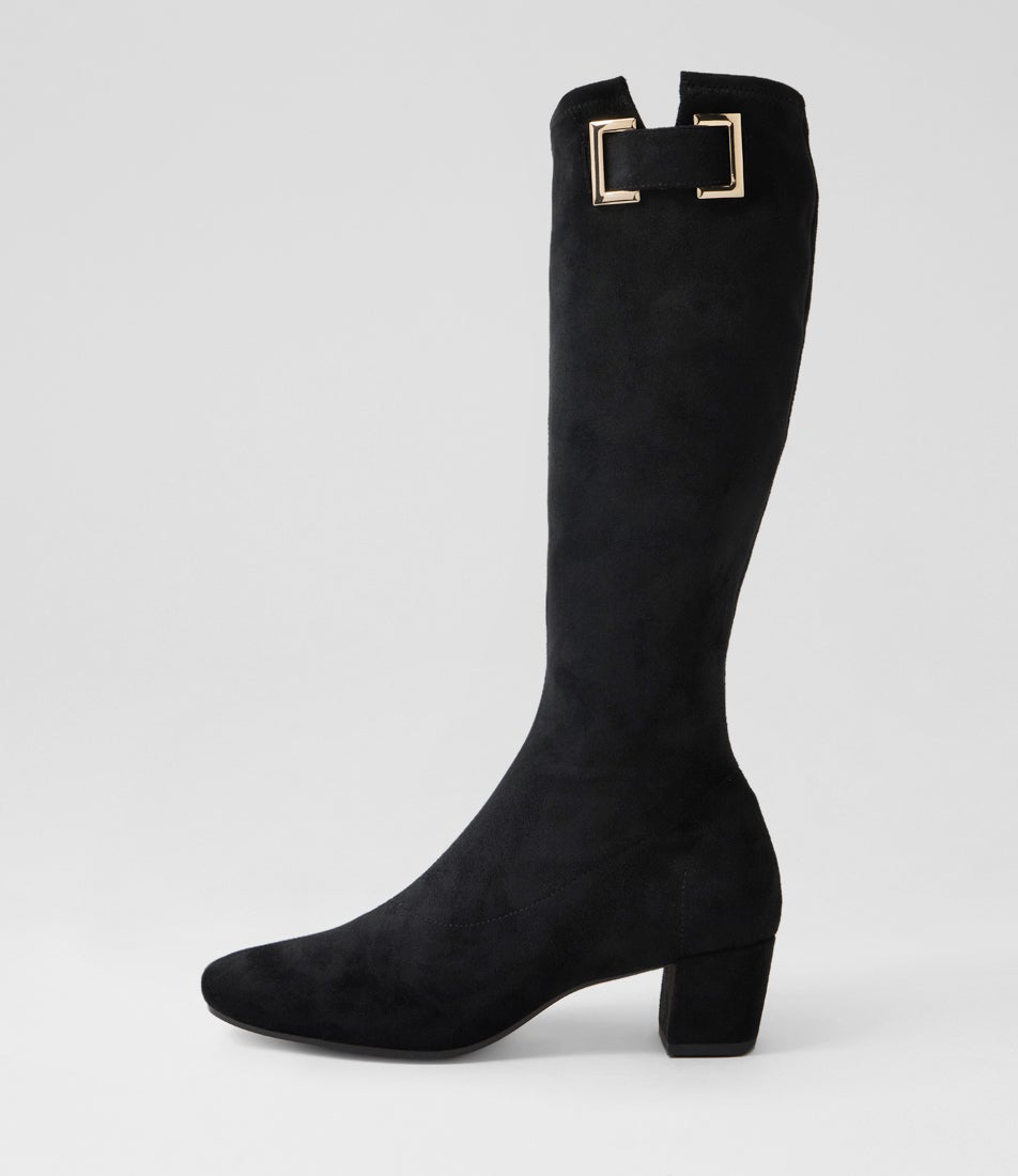 Handan Black Microsuede Knee High Boots Handan Black Microsuede Knee High Boots
