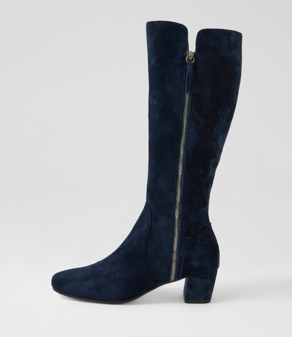 Hedda Navy Suede Knee High Boots Hedda Navy Suede Knee High Boots