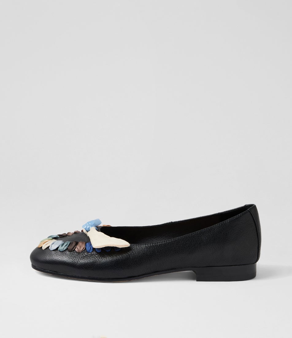 Ibex Black Multi Leather Ballet Flats