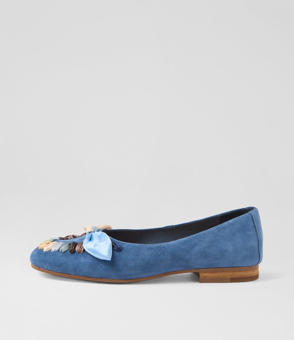 Ibex Light Navy Multi Suede Ballet Flats