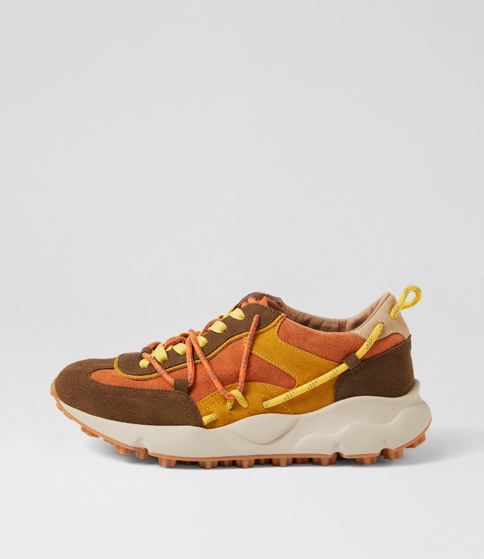 Jenlan Choc Orange Suede Multi Sneakers