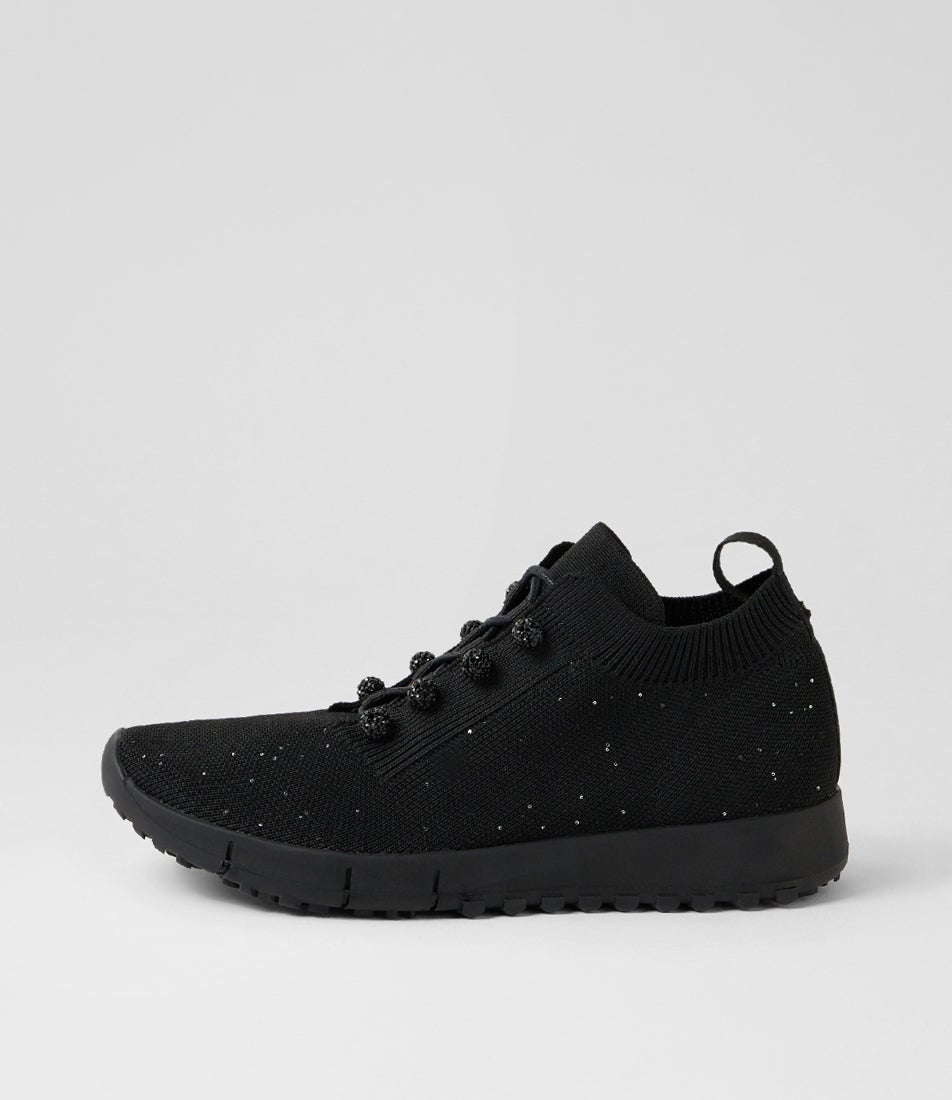 Jeliza Black Knit Sneakers