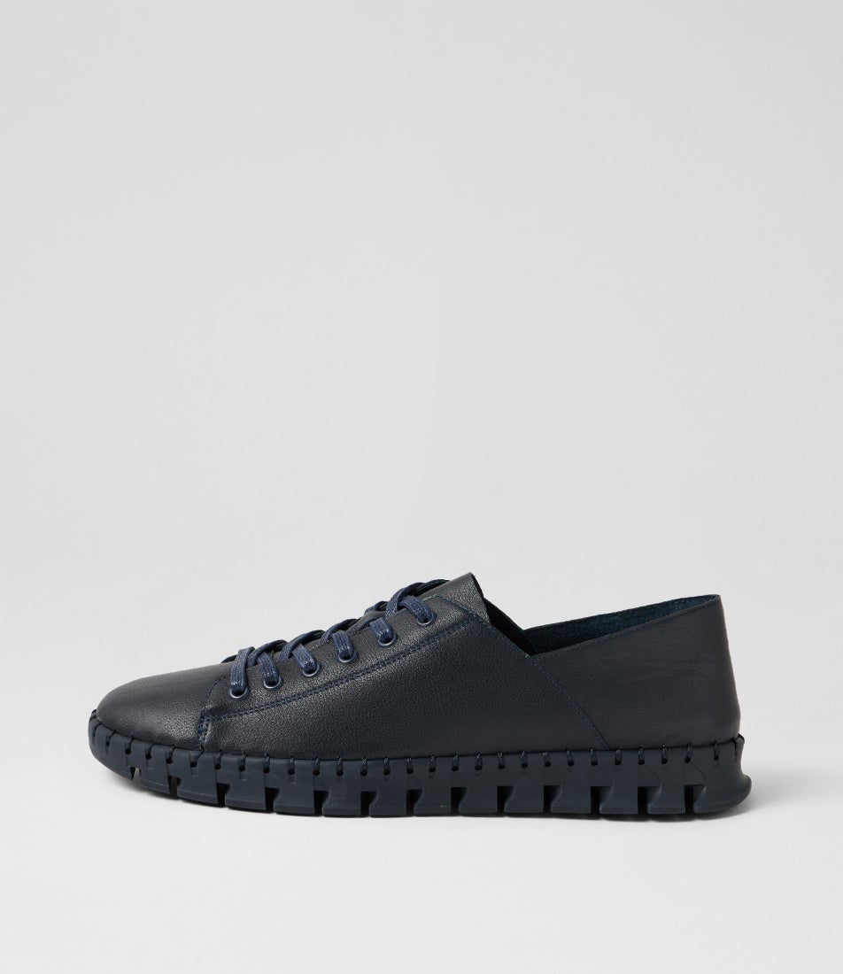 Kayode Navy Leather Sneakers