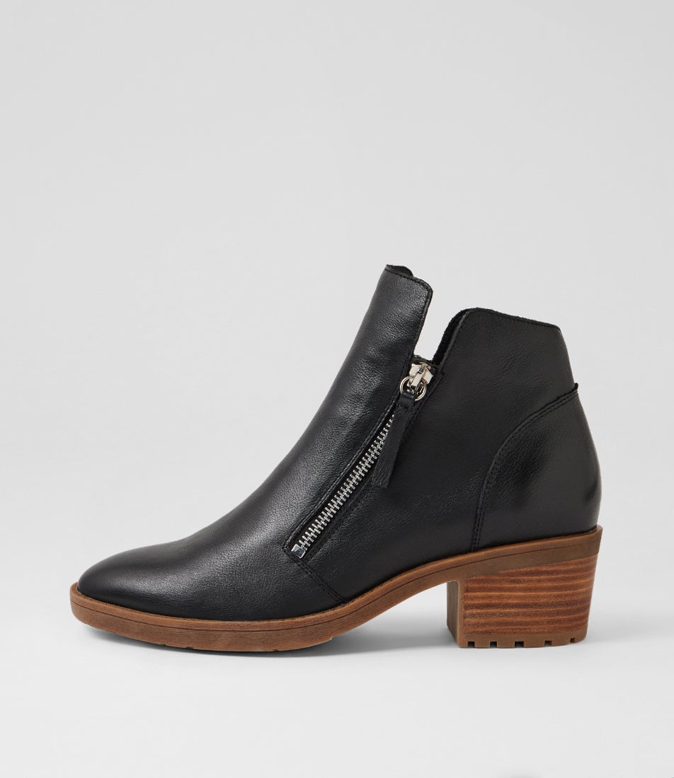 Lettice Black Natural  Leather Ankle Boots
