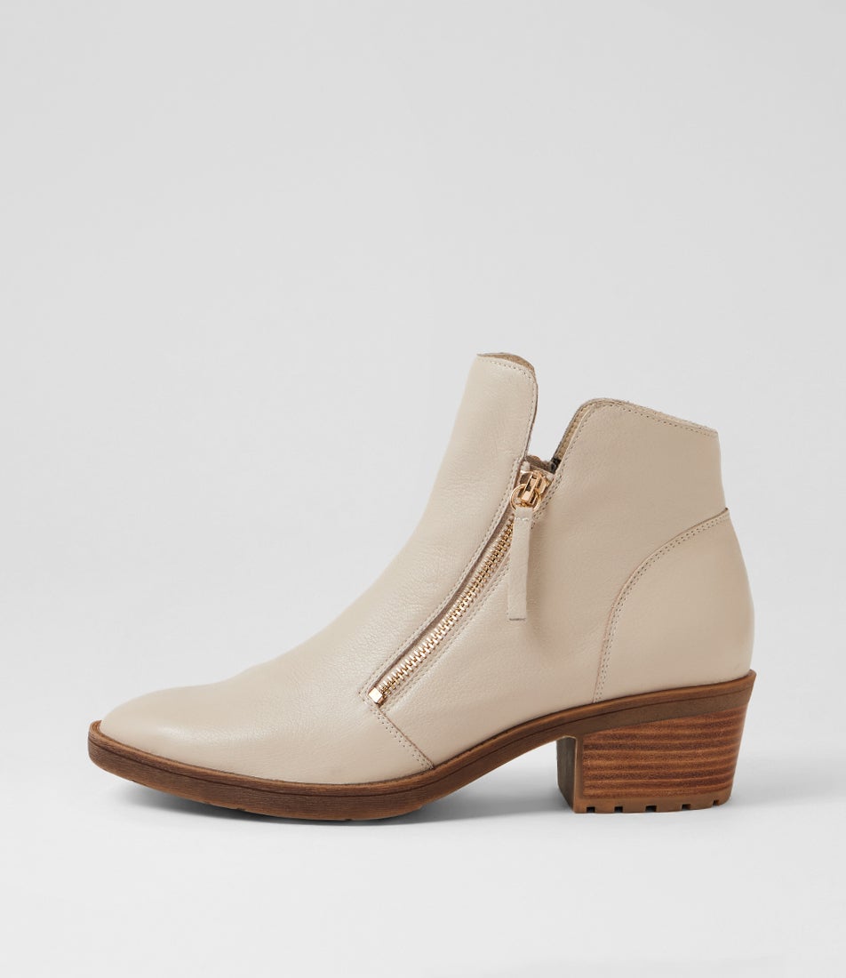 Lettice Almond Leather Ankle Boots
