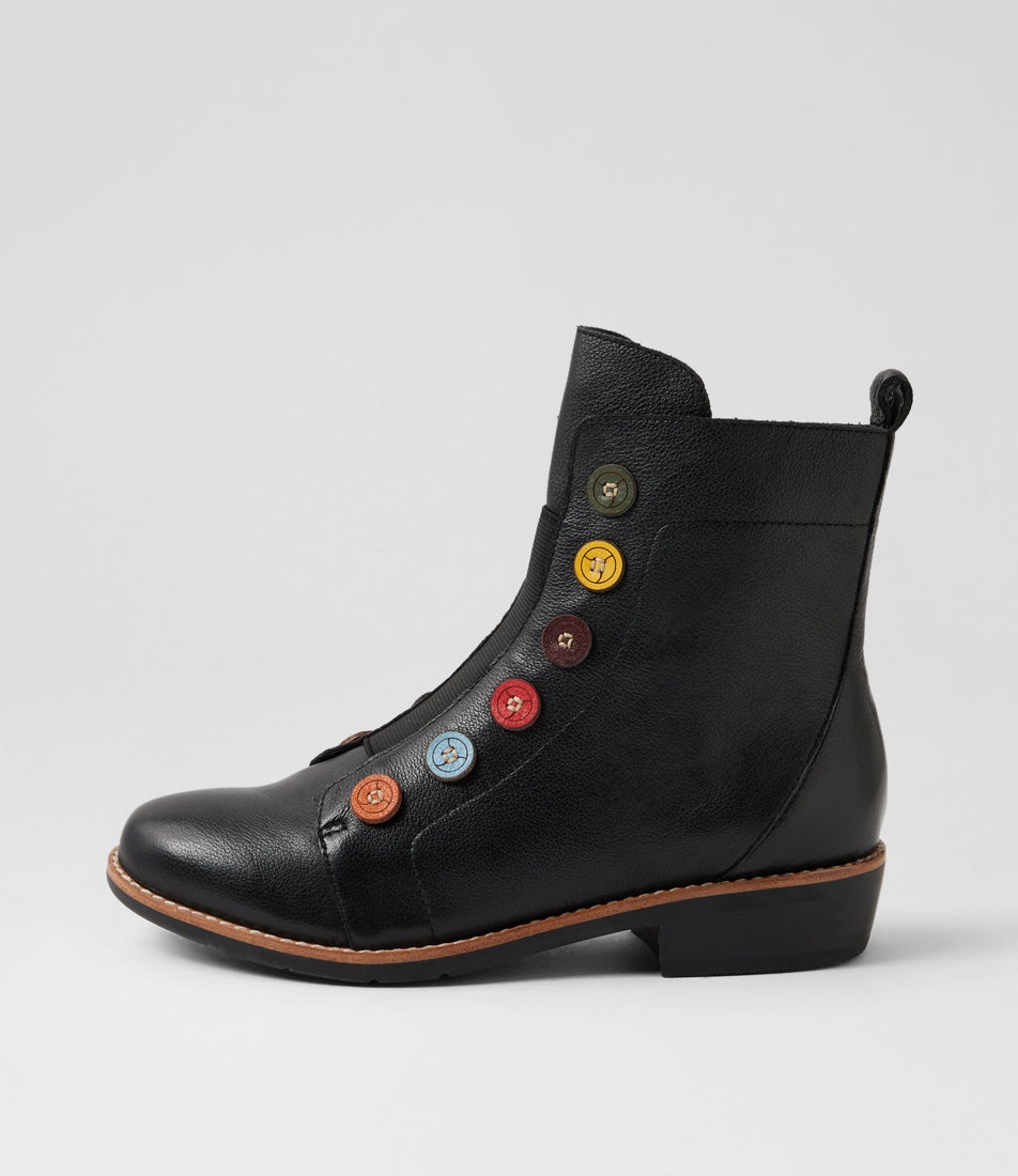 Lemuel Black Multi Leather Ankle Boots
