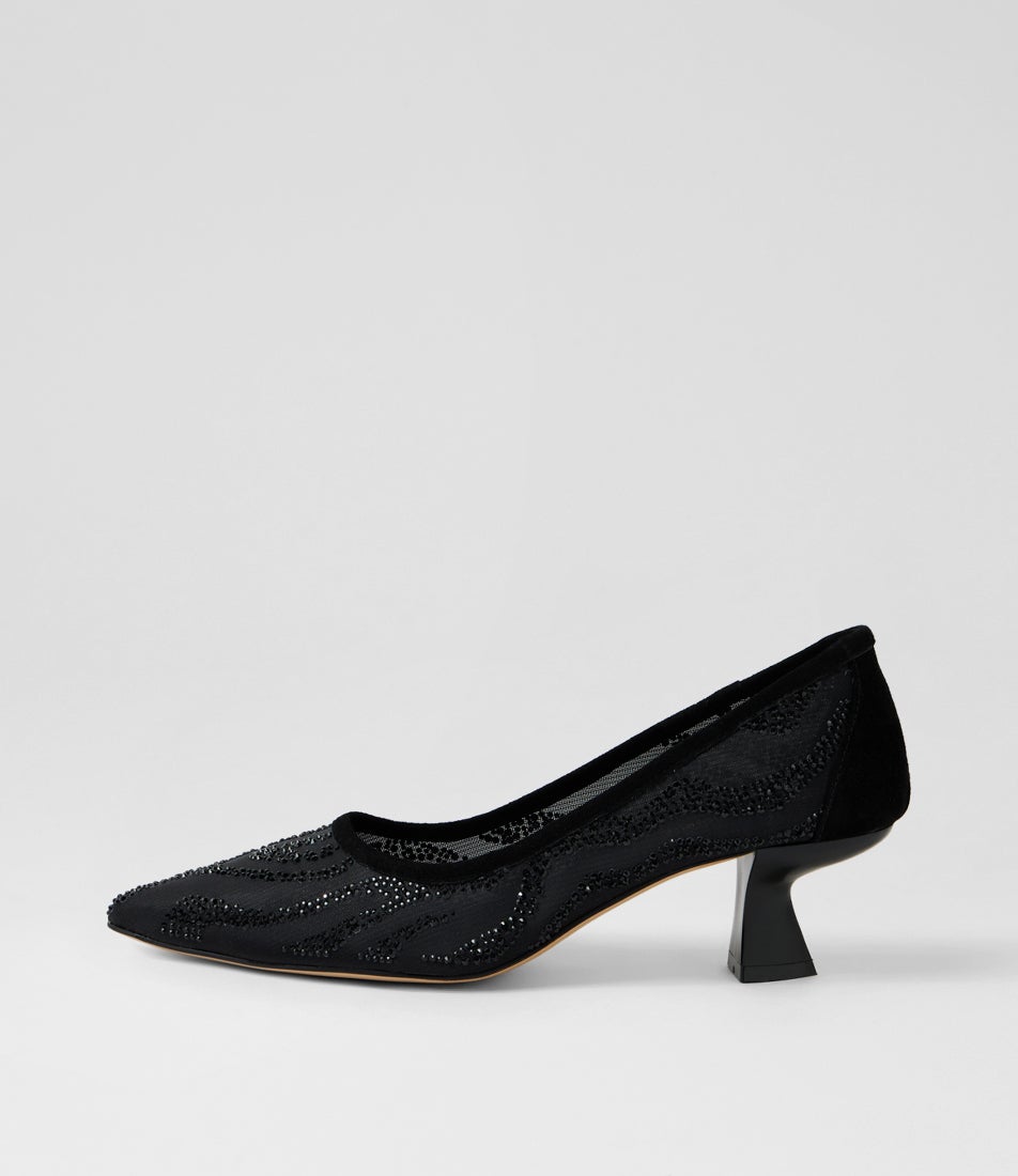 Lermany Black Leather Pump Heels
