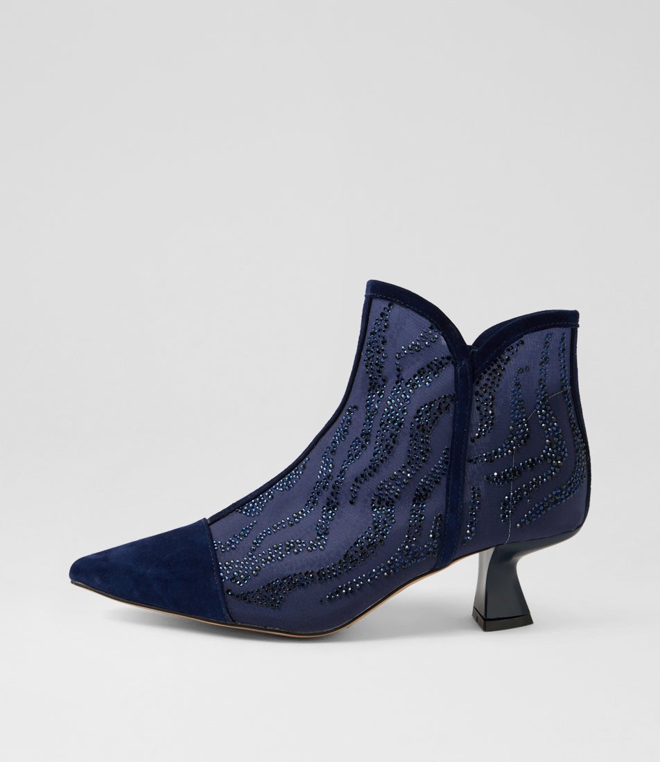 Langso Navy Mix Ankle Boots