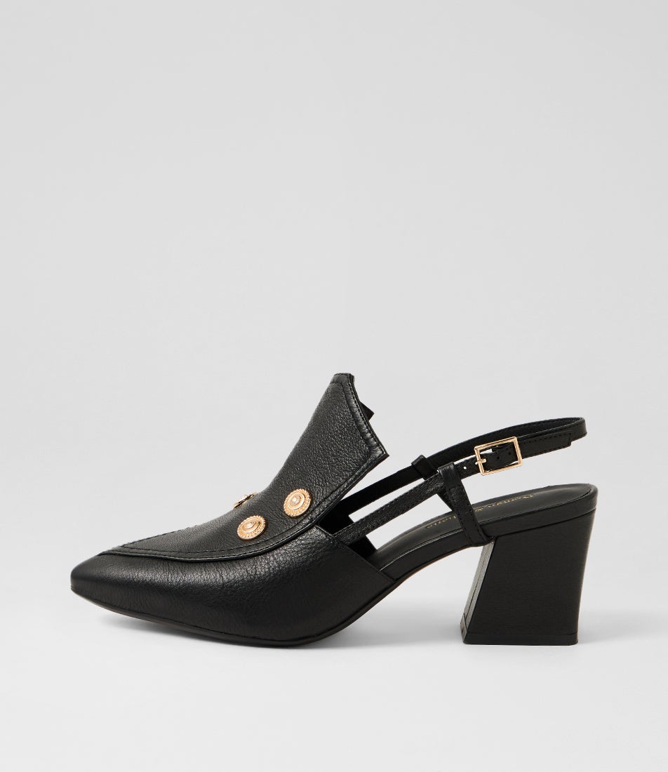 Millso Black Leather Heels