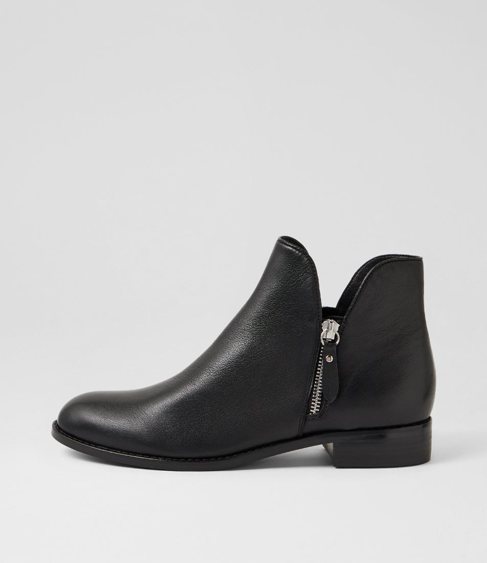 Noves Black Leather Ankle Boots Noves Black Leather Ankle Boots