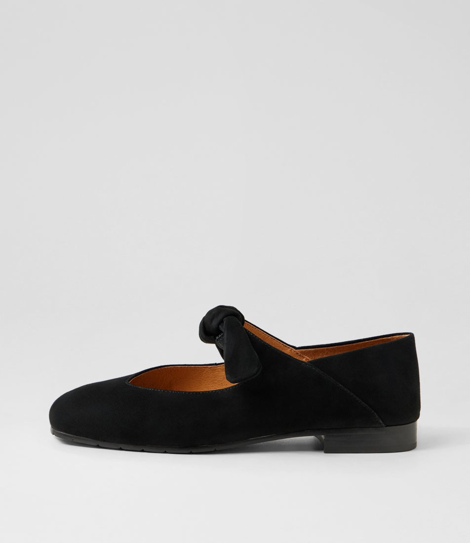 Piveyas Black Suede Flat Shoes Piveyas Black Suede Flat Shoes