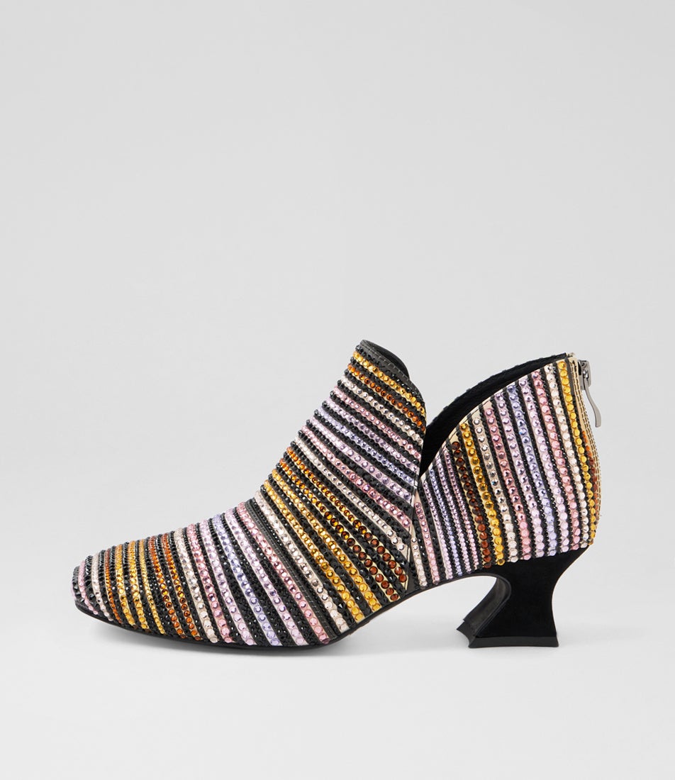 Priella Black Multi Ankle Boots