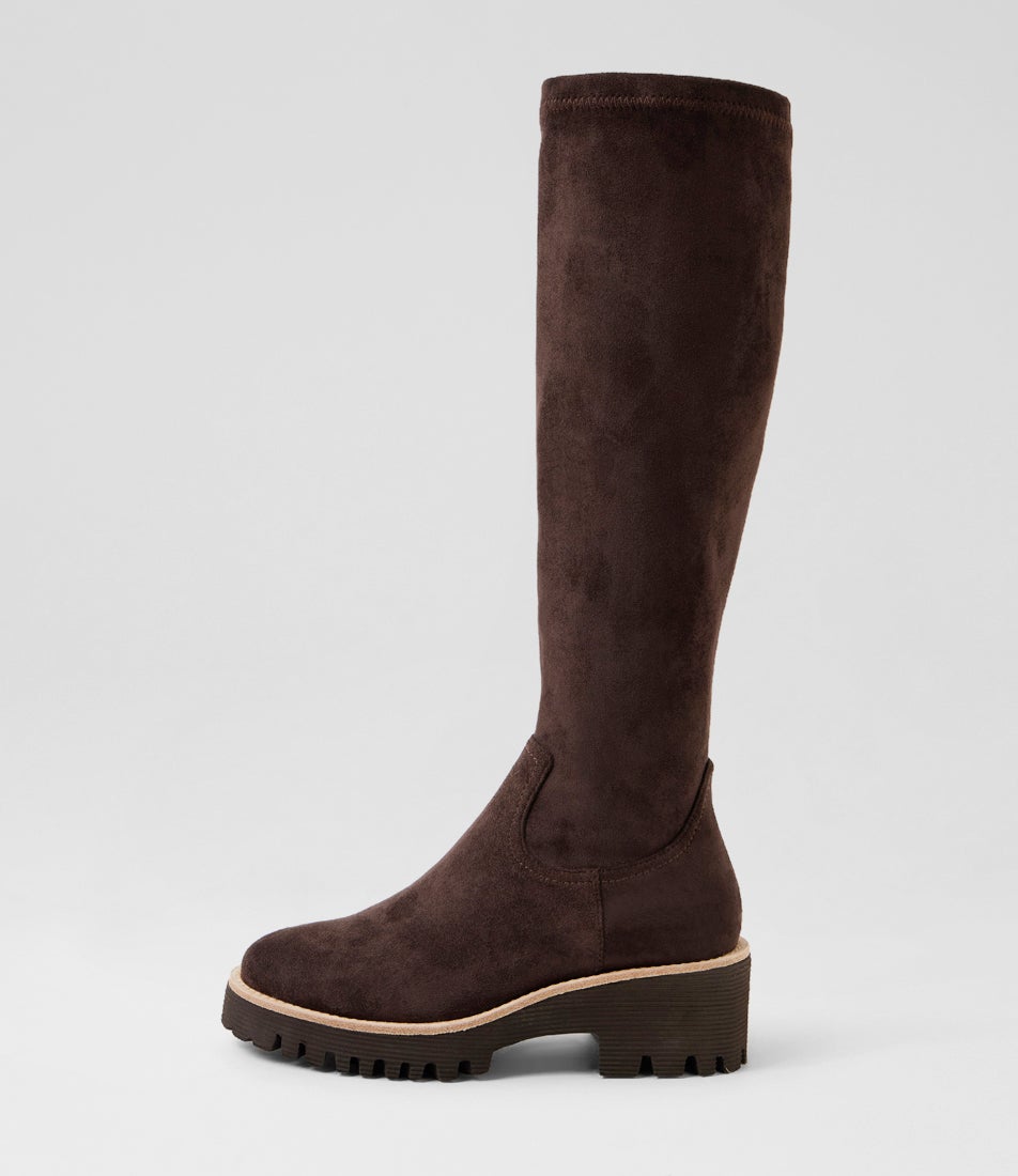 Wevver Choc Stretch Microsuede Knee High Boots